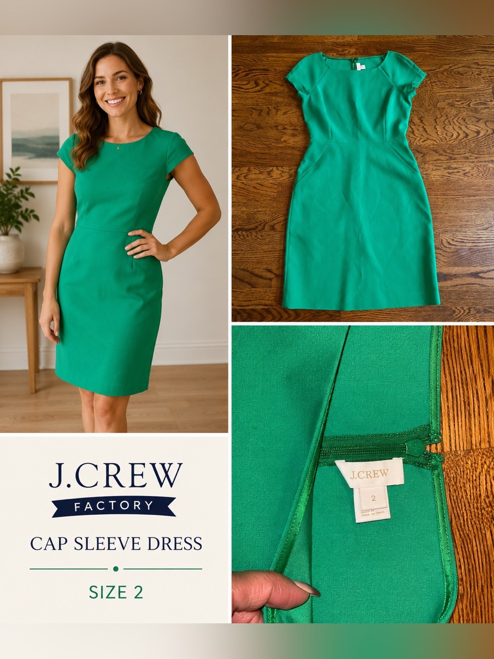 J.Crew Factory Kelly Green Tailored Sheath Dress Women’s 2